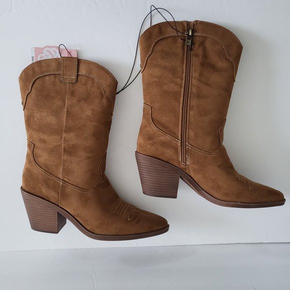Sam & Libby Womens Shoes Size 11 Breanna Western Boot Cowboy Toffee Side Zip NWT - Picture 3 of 15